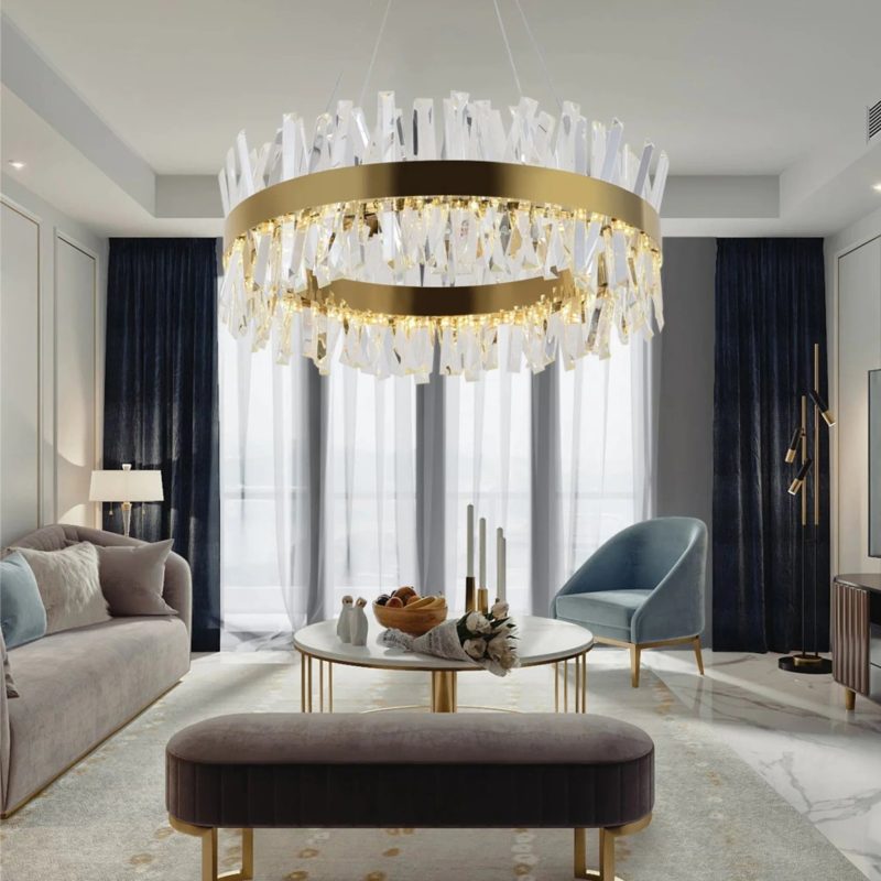 MIRODEMI Genk Gold Chrome Round Crystal Lighting