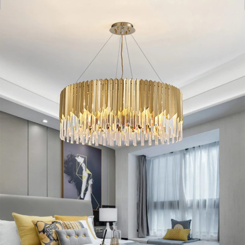 Gent | Drum Gold Crystal Chandelier from Mirodemi for Bedroom