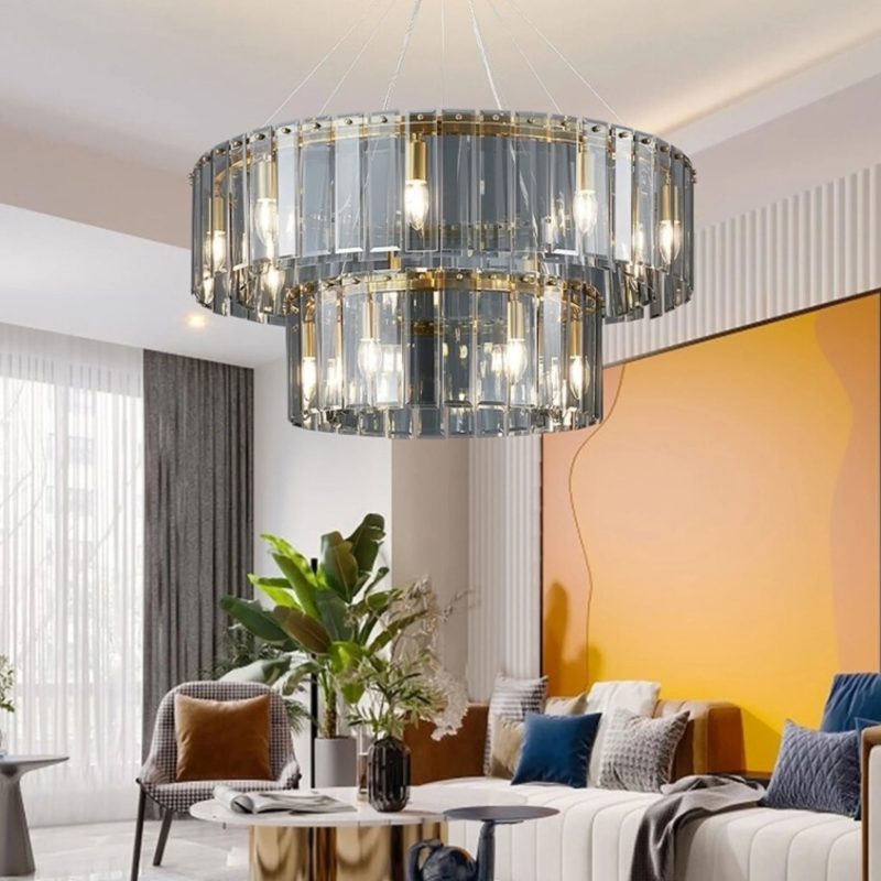 MIRODEMI® Geraardsbergen | Chrome Glass Round Chandelier