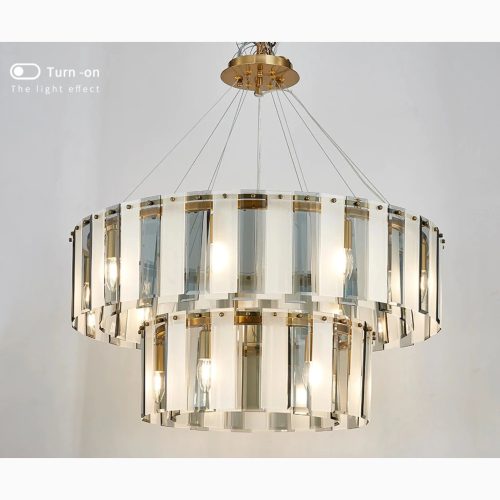 MIRODEMI Geraardsbergen Drum Chrome Glass Round Light Fixture