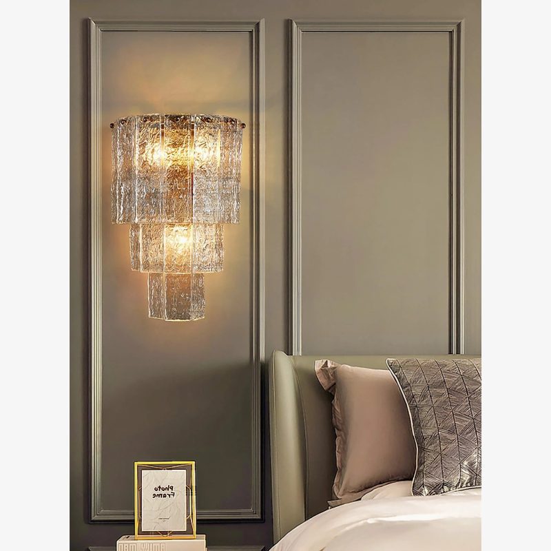 MIRODEMI Gernika Gold Blue Frosted Glass Wall Lamp For Motel