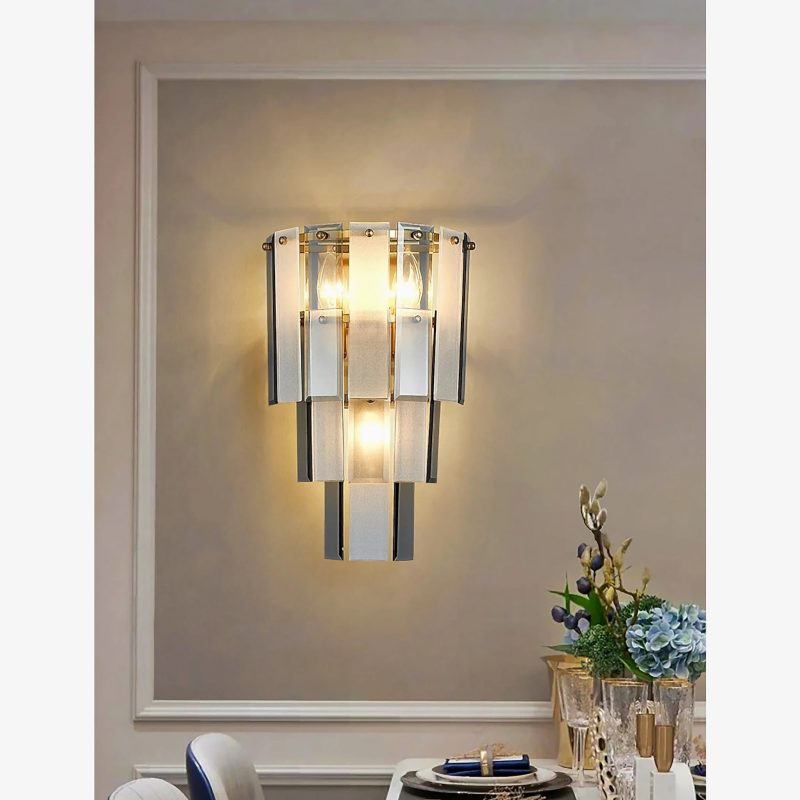 MIRODEMI Gernika Gold Blue Frosted Glass Wall Light