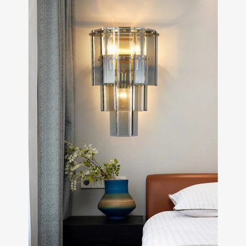 MIRODEMI Gernika Gold Blue Frosted Glass Wall Sconce