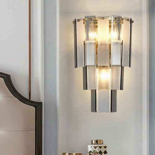 MIRODEMI® Gernika | Gold/Blue Frosted glass Wall Lamp | wall sconces | wall lamp