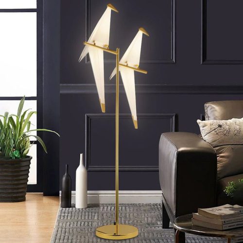 MIRODEMI Gersau Artistic Gold Modern Parrot Shaped Floor Lamp for Living Room Bedroom