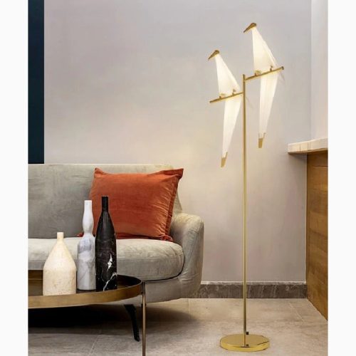 MIRODEMI Gersau Artistic Gold Modern Parrot Shaped Floor Lamp for Living Room Bedroom Hall