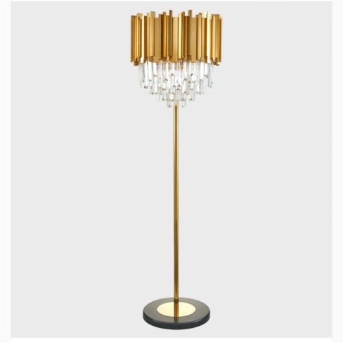 MIRODEMI Glarus Gold Stainless Steel Crystal Modern Floor Lamp for Living Room