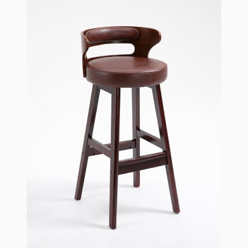 MIRODEMI® High-Leg Bar Stool with Backrest Made of Solid Wood image | luxury furniture