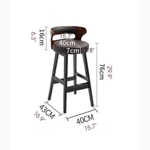 MIRODEMI High Leg Bar Stool with Backrest Made of Solid Wood luxury Details