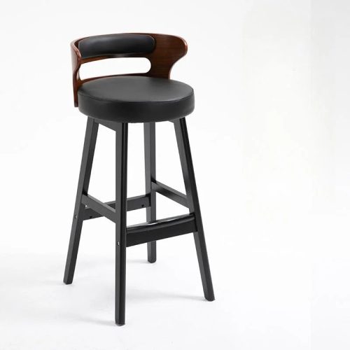 MIRODEMI® High-Leg Bar Stool with Backrest Made of Solid Wood image | luxury furniture | bar decor