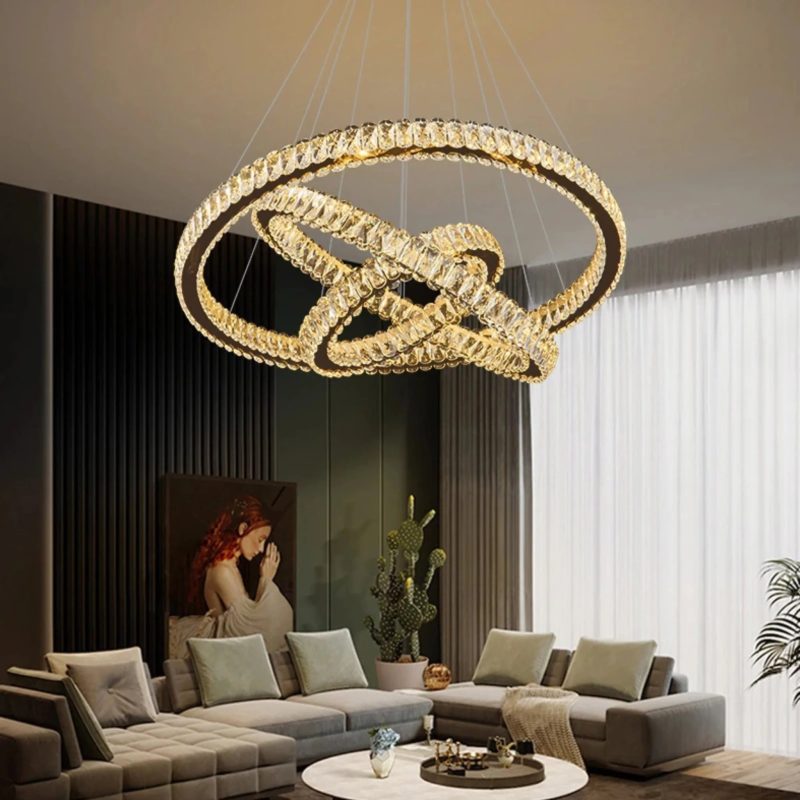 MIRODEMI Hinwil Modern Design Gold Chrome Crystal Chandelier