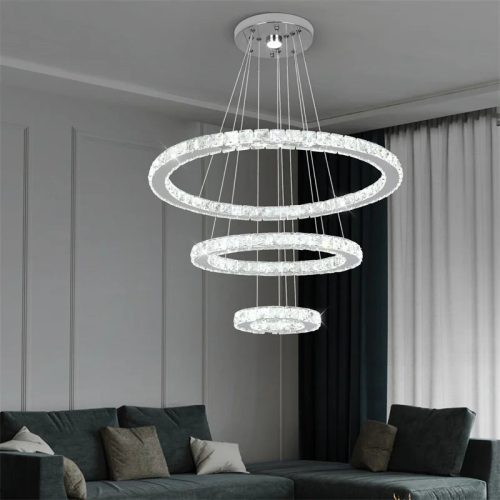 MIRODEMI Hinwil Ring Design Chrome Crystal Chandelier for Dining Room