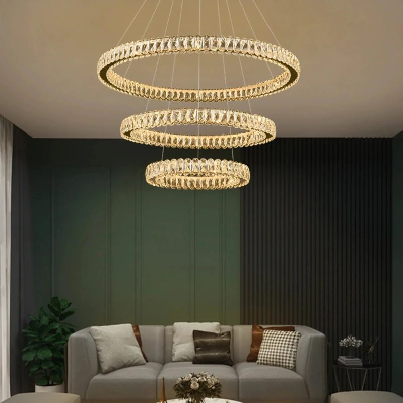 MIRODEMI Hinwil Ring Gold Chrome Crystal Chandelier