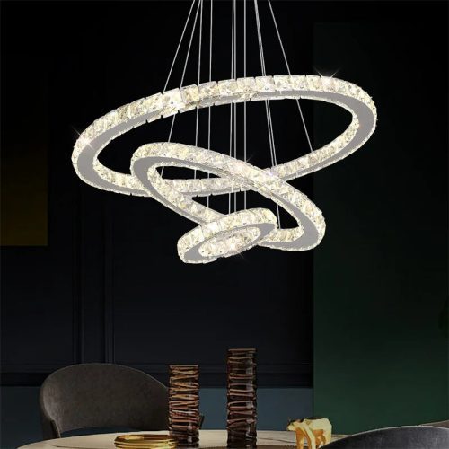 MIRODEMI Hinwil Ring Gold Chrome Crystal Chandelier for Dining Room