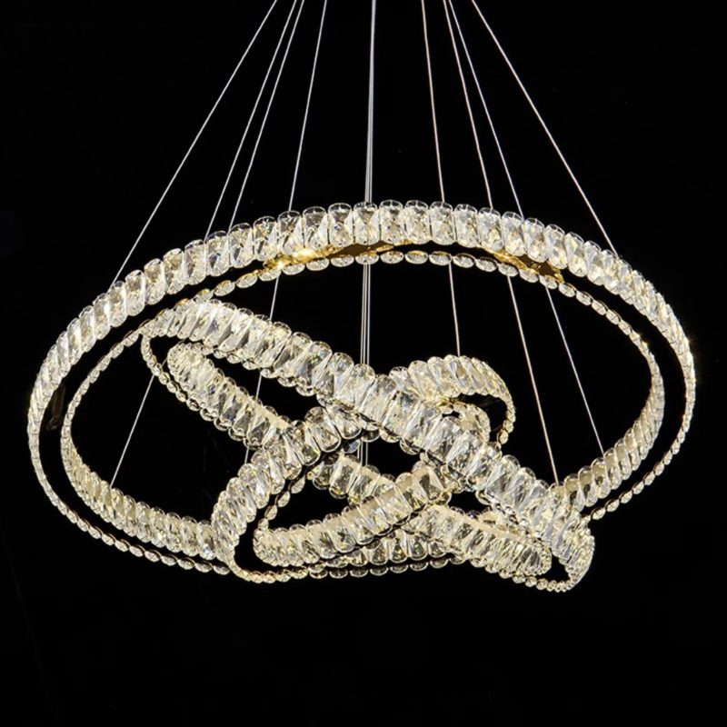 MIRODEMI Hinwil Round Design Gold Chrome Crystal Chandelier