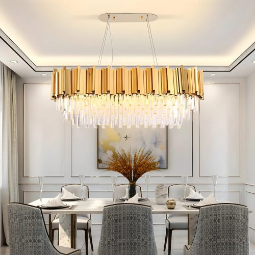 MIRODEMI Hooglede Modern Oval Luxury Brushed Chandelier