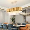 MIRODEMI Hooglede | Classy Rectangle Gold Stylish Modern Chandelier for Dining Room