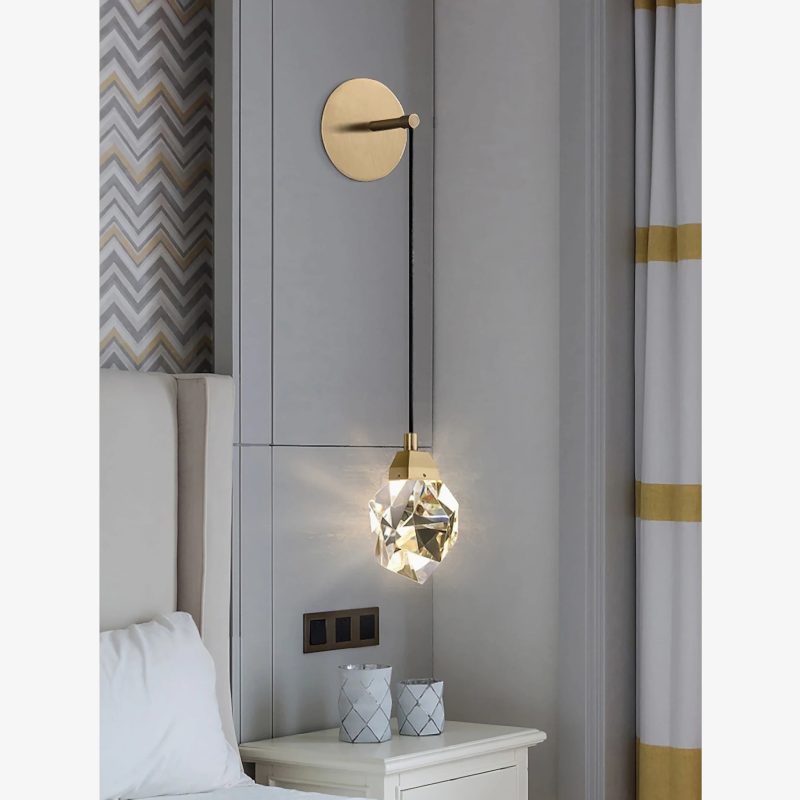 MIRODEMI Horgen Gold And Crystal Diamond Wall Sconce