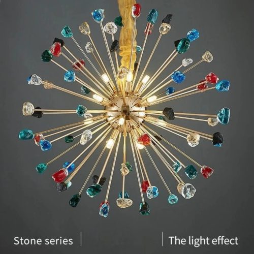 MIRODEMI Horw Colorful Stone Gold Crystal Lamp