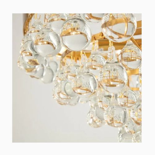 MIRODEMI Houffalize Gold Black Crystal Round Chandelier Details