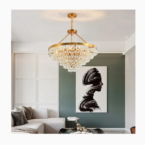 MIRODEMI Houffalize Gold Black Crystal Round Chandelier for Dining Room