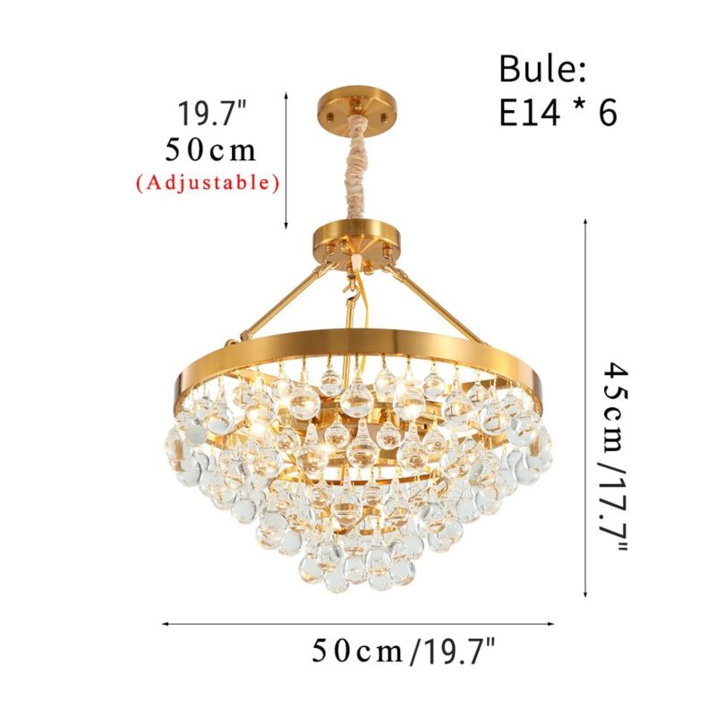 MIRODEMI Houffalize Gold Black Round Chandelier