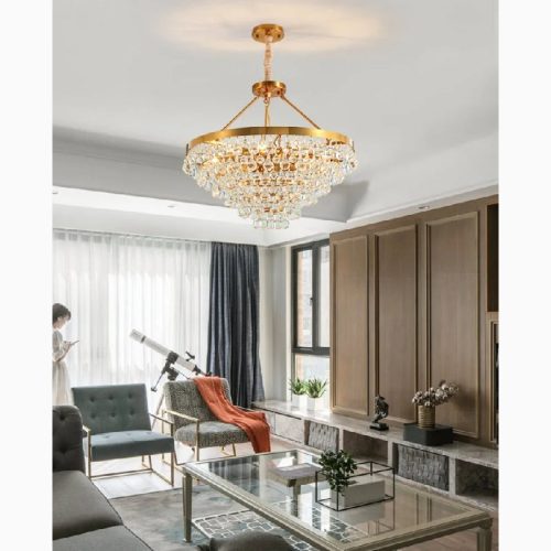 MIRODEMI Houffalize Gold Crystal Round Chandelier