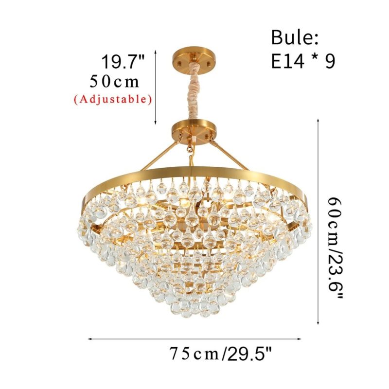 MIRODEMI Houffalize Gold Crystal Round Light