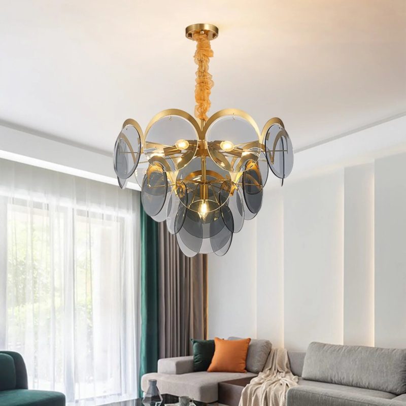 MIRODEMI Huy Amber Gray Glass Chandelier