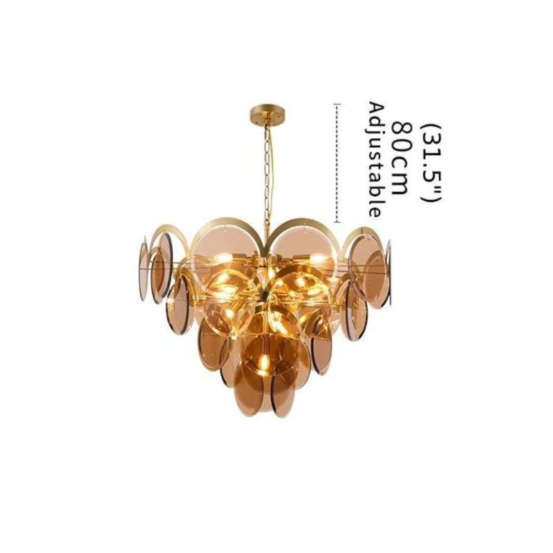 MIRODEMI Huy Amber Smoke Gray Glass Chandelier