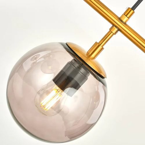 MIRODEMI Iglesias LED Pendant Gold Lamp in the Shape of Smoky Glass Ball