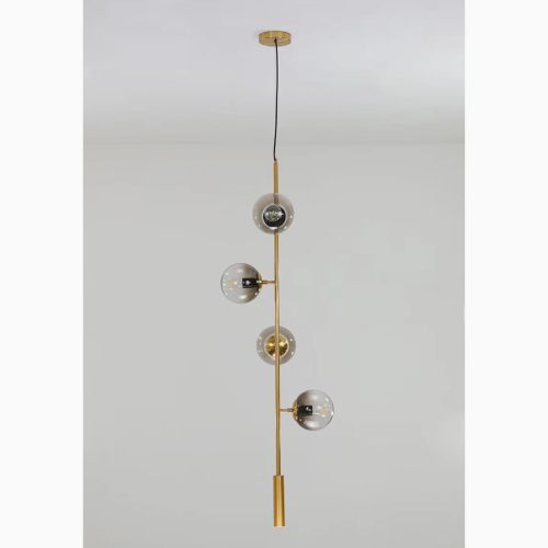 MIRODEMI Iglesias Luxury LED Pendant Gold Lamp in the Shape of Smoky Glass Ball