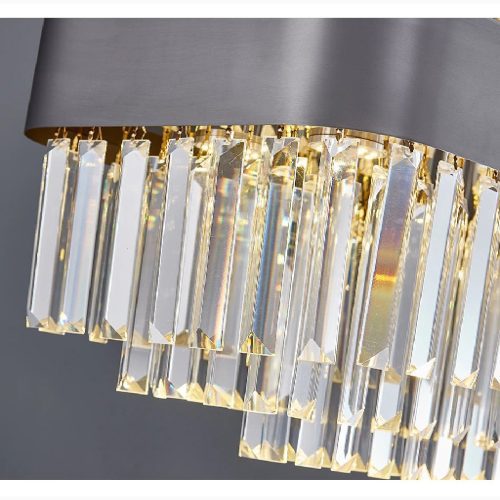 MIRODEMI Ilonse Outstanding Gold Black Crystal Rectangle Lighting