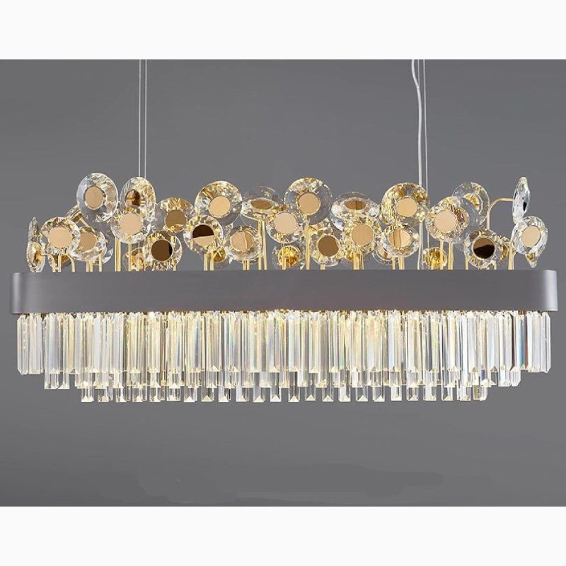 MIRODEMI Ilonse Outstanding Gold Black Crystal Rectangle Lux Chandelier