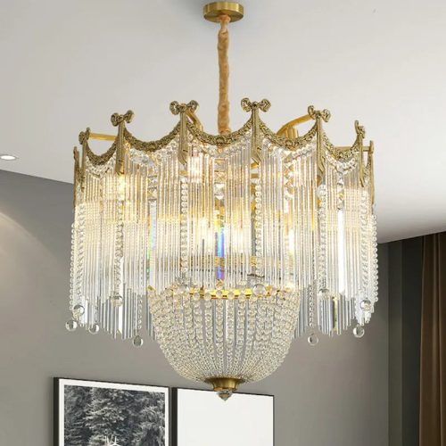 MIRODEMI Imperia Gorgeous Crystal Copper Chandelier for Dining Room Details