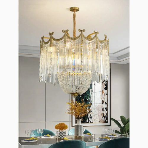 MIRODEMI Imperia Gorgeous Crystal Copper LED Chandelier for Dining Room Bedroom