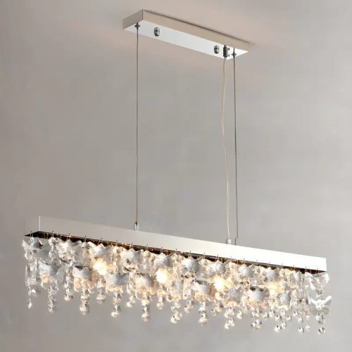 MIRODEMI Incisa Scapaccino Chrome Rectangular Crystal LED Chandelier