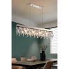 MIRODEMI® Incisa Scapaccino | Chrome Rectangular Crystal LED Chandelier for Dining Room, Kitchen