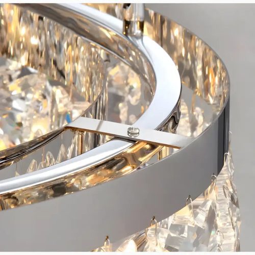 MIRODEMI Incisa Scapaccino Chrome Rectangular Crystal LED Chandelier for Dining Room Kitchen Island Details