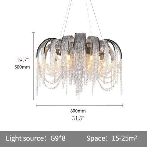 MIRODEMI Incudine Luxury Vintage LED Chandelier with Thin Chains Parameters 80cm