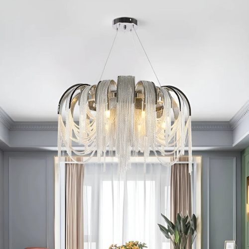 MIRODEMI Incudine Luxury Vintage LED Chandelier with Thin Chains for Bedroom