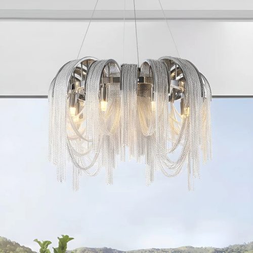 MIRODEMI Incudine Luxury Vintage LED Chandelier with Thin Chains for Dining Room