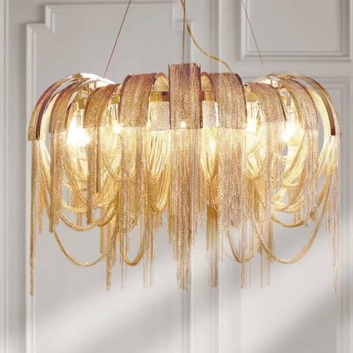 MIRODEMI Incudine Luxury Vintage LED Chandelier with Thin Chains for Kitchen Island