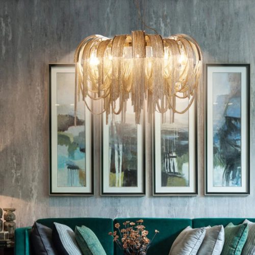 MIRODEMI Incudine Luxury Vintage LED Chandelier with Thin Chains for Room