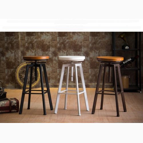 MIRODEMI Industrial Styled Iron Rotating Lifting Bar Stool Made of Solid Wood luxury furniture bar decor