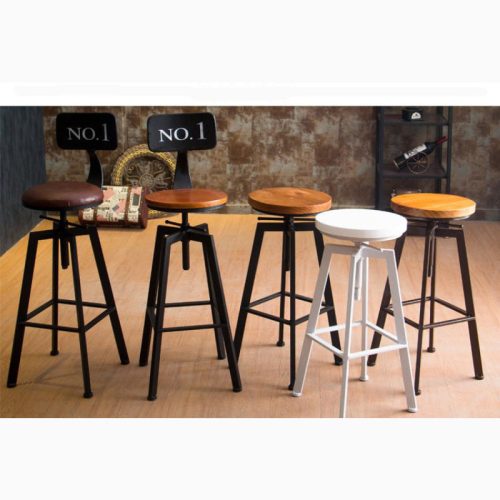 MIRODEMI Industrial Styled Iron Rotating Lifting Bar Stool Made of Solid Wood luxury furniture bar decor stool