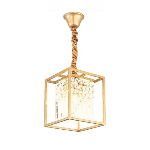 MIRODEMI Inverno e Monteleone Square Crystal Hanging LED Chandelier Gold