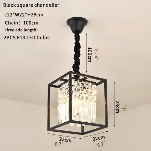 MIRODEMI Inverno e Monteleone Square Crystal Hanging LED Chandelier Parameters Black