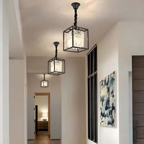 MIRODEMI Inverno e Monteleone Square Crystal Hanging LED Chandelier for Home