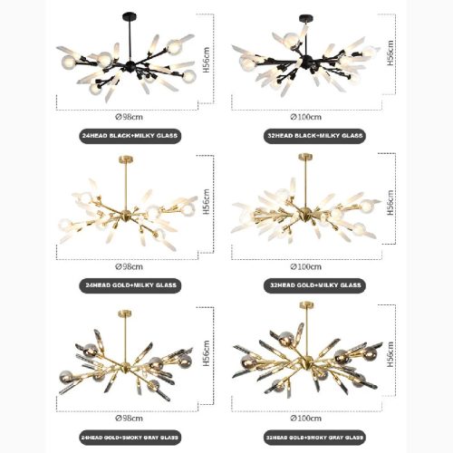 MIRODEMI Isernia Modern Led Chandelier Gold Gray for Living Room Details Schemes